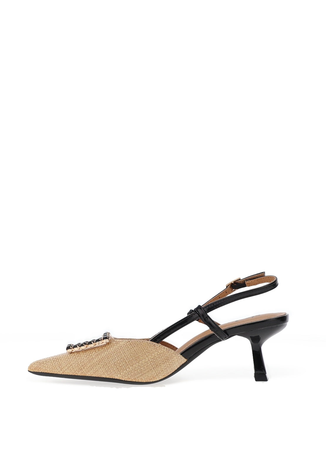 Zen Collection Woven Kitten Heeled Shoes, Black