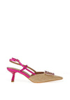 Zen Collection Metallic Woven Kitten Heeled Shoes, Fuchsia