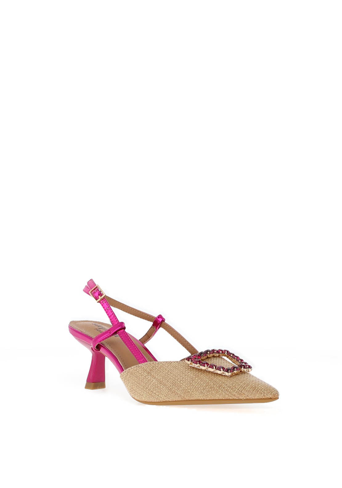 Zen Collection Metallic Woven Kitten Heeled Shoes, Fuchsia