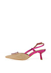 Zen Collection Metallic Woven Kitten Heeled Shoes, Fuchsia