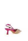Zen Collection Metallic Woven Kitten Heeled Shoes, Fuchsia