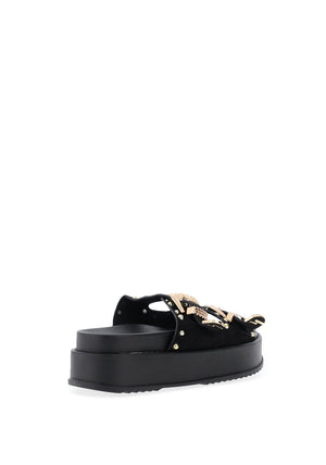 Zen Collection Stud Buckle Mule Sandals, Black
