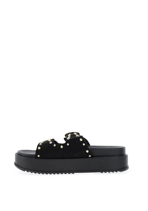 Zen Collection Stud Buckle Mule Sandals, Black