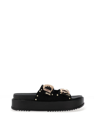Zen Collection Stud Buckle Mule Sandals, Black