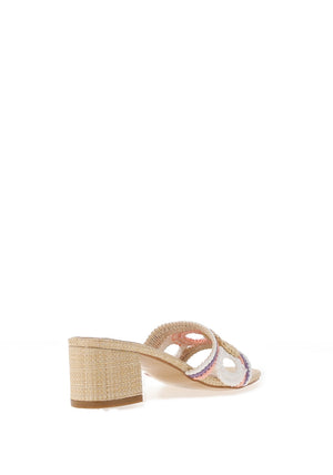 Zen Collection Cut Out Woven Mid Heeled Mules, White