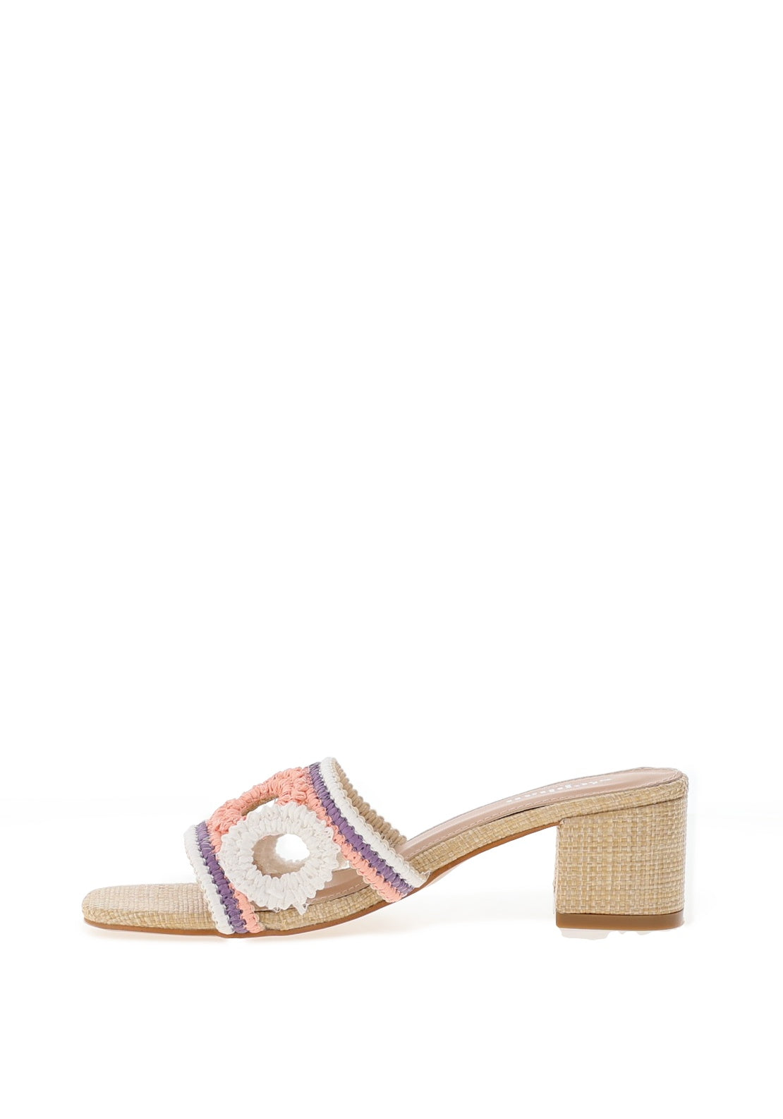 Zen Collection Cut Out Woven Mid Heeled Mules, White