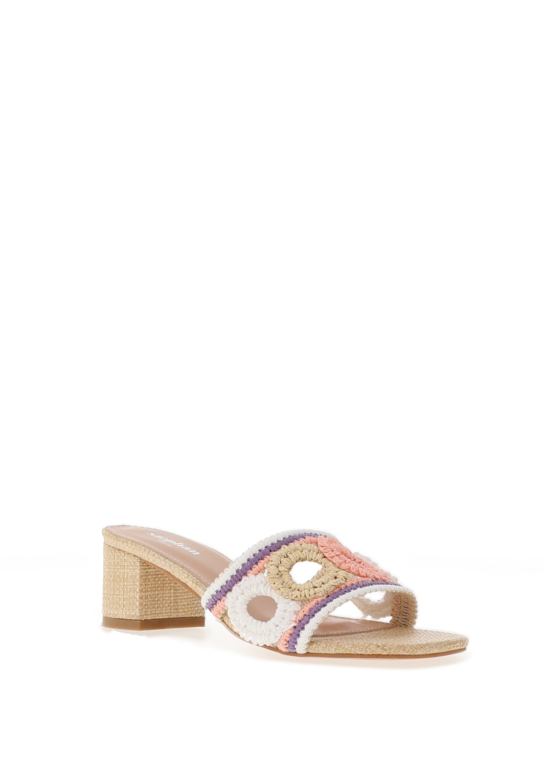 Zen Collection Cut Out Woven Mid Heeled Mules, White