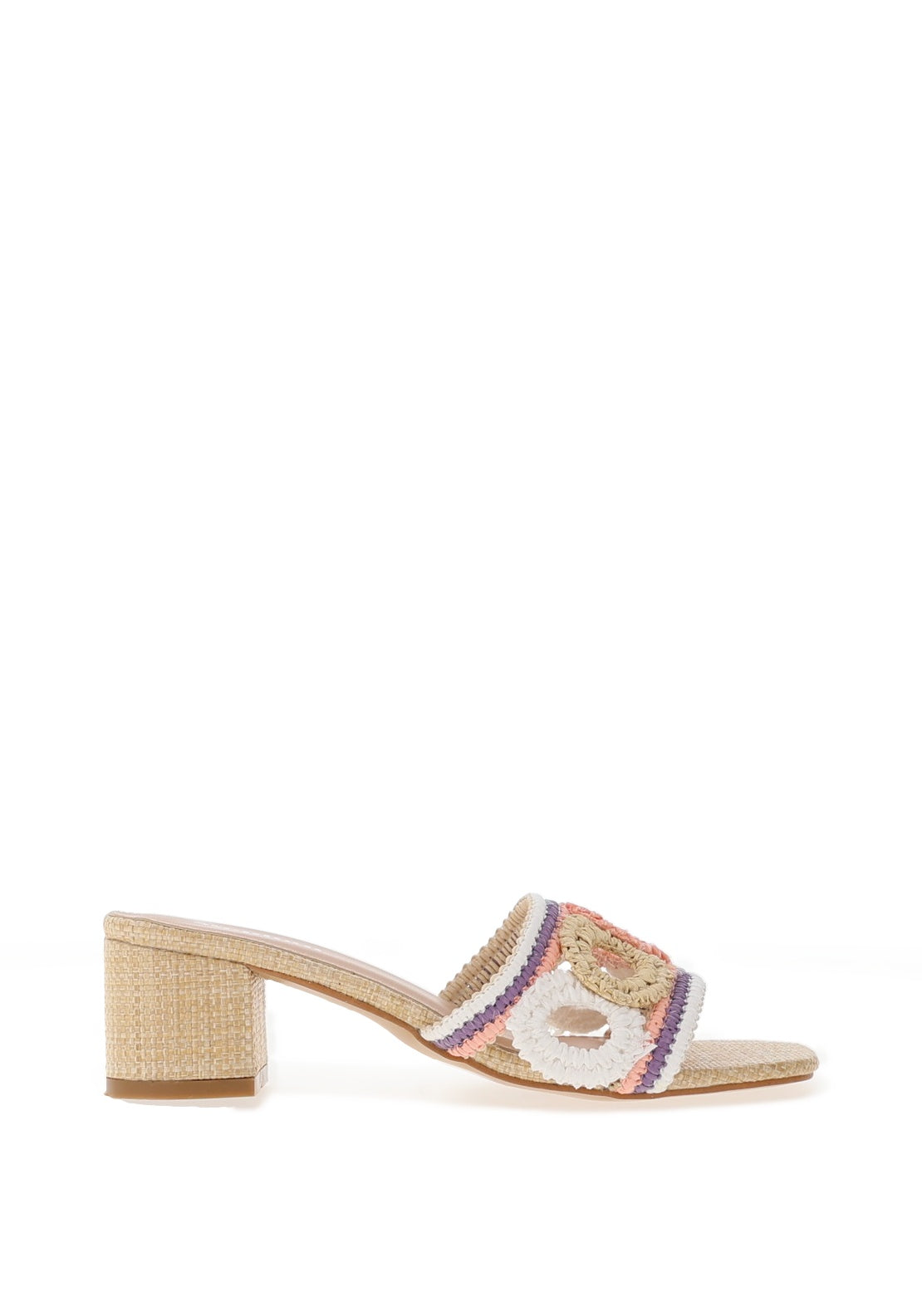 Zen Collection Cut Out Woven Mid Heeled Mules, White