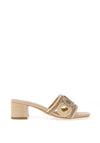 Zen Collection Cut Out Woven Mid Heeled Mules, Beige