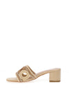 Zen Collection Cut Out Woven Mid Heeled Mules, Beige