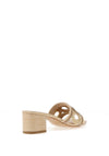 Zen Collection Cut Out Woven Mid Heeled Mules, Beige
