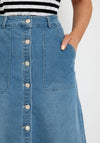 Serafina Collection Soft Stretch Maxi Skirt, Blue Denim