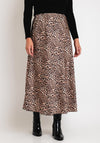 Serafina Collection One Size Leopard Print Maxi Skirt, Tan