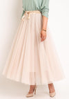 Serafina Collection One Size Tulle Midi Skirt, Beige