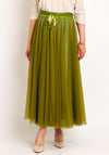Serafina Collection One Size Tulle Midi Skirt, Olive Green