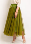 Serafina Collection One Size Tulle Midi Skirt, Olive Green