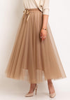 Serafina Collection One Size Tulle Midi Skirt, Taupe