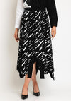 Serafina Collection One Size Scattered Print A-Line Midi Skirt, Black