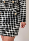 Serafina Gold Embellished Checked Mini Skirt, Black Multi