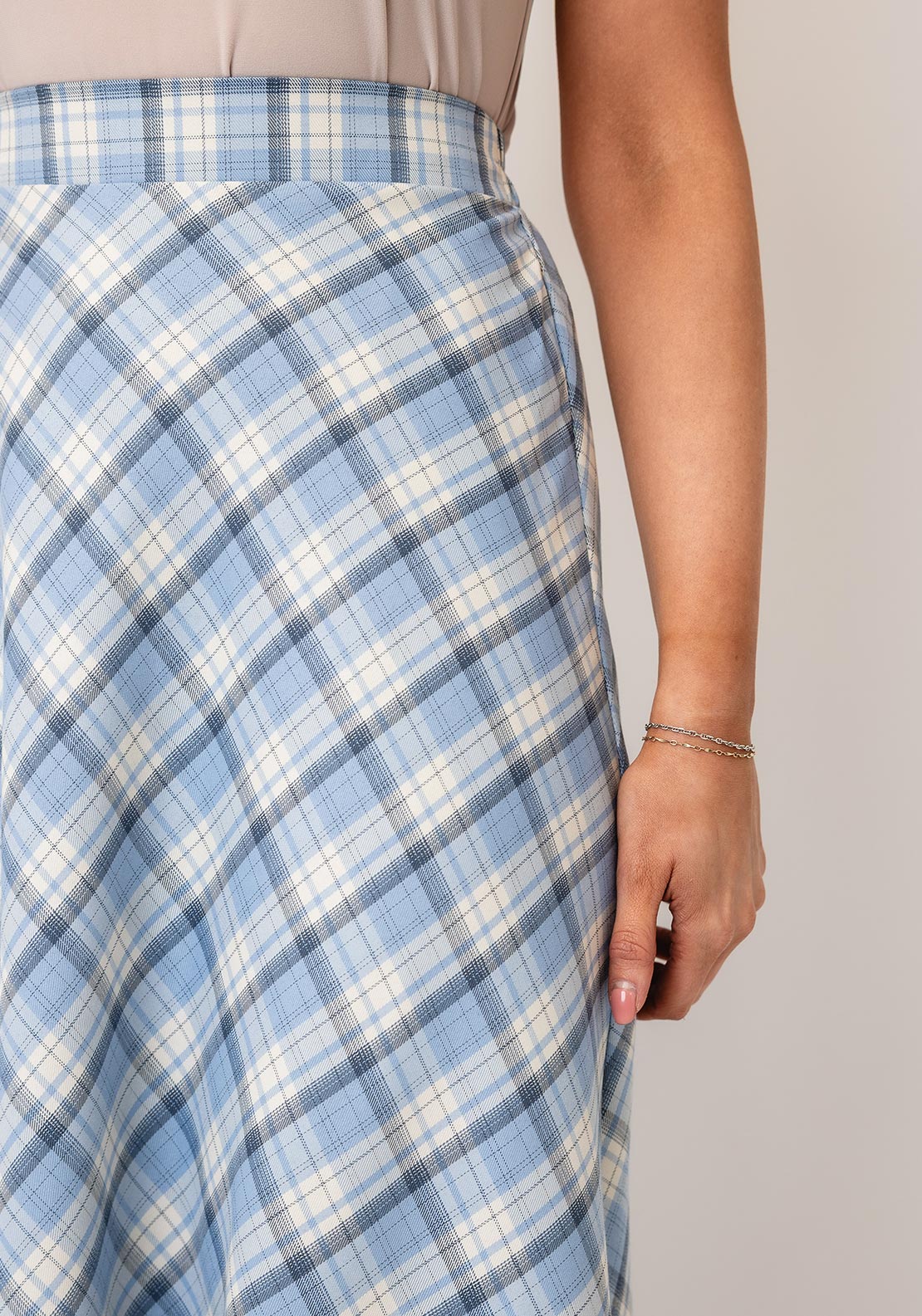 Serafina Collection Check Aline Maxi Skirt, Blue