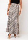 Serafina Collection Check Aline Maxi Skirt, Taupe