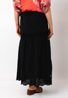 Serafina Collection One Size Crochet Detail Maxi Skirt, Black
