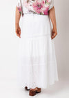 Serafina Collection One Size Crochet Detail Maxi Skirt, White