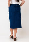 Serafina Collection Button Denim Midi Skirt, Blue