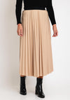 Serafina Collection One Size Pleated Maxi Skirt, Beige