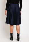 Serafina Collection One Size Pleated Knee Length Skirt, Navy