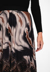 Serafina Collection One Size Dual Print Pleated Midi Skirt, Brown