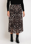 Serafina Collection One Size Pleated Leopard Print Midi Skirt, Brown