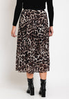 Serafina Collection One Size Pleated Leopard Print Midi Skirt, Brown