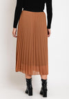 Serafina Collection One Size Pleated Midi Skirt, Camel