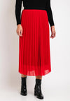 Serafina Collection One Size Pleated Midi Skirt, Red
