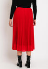 Serafina Collection One Size Pleated Midi Skirt, Red