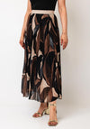 Serafina Collection One-Size Autumnal Print Pleated Midi Skirt, Black