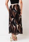 Serafina Collection One-Size Autumnal Print Pleated Midi Skirt, Black