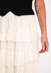 Serafina Collection One Size Tiered Tulle Midi Skirt, Cream