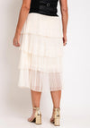 Serafina Collection One Size Tiered Tulle Midi Skirt, Cream