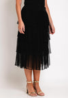 Serafina Collection One Size Tiered Tulle Midi Skirt, Black