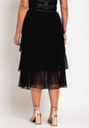 Serafina Collection One Size Tiered Tulle Midi Skirt, Black