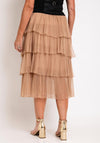 Serafina Collection One Size Tiered Tulle Midi Skirt, Beige