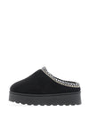 Zen Collection Aztec Detail Faux Fur Lined Platform Shoes, Black