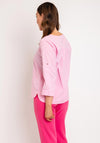 Fransa Maddie Split Neck Linen Blouse, Pink