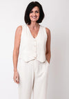 Serafina Collection Linen Blend Waistcoat, Beige