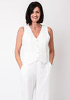Serafina Collection Linen Blend Waistcoat, White