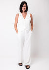 Serafina Collection Linen Blend Waistcoat, White