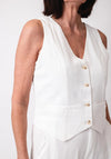 Serafina Collection Linen Blend Waistcoat, White