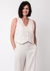 Serafina Collection Linen Blend Stripe Waistcoat, Beige